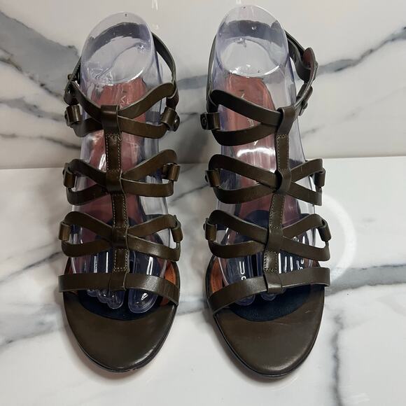 Via Spiga Women's Olive Leather Federica Gladiator Sandals Sz 10 Strappy - Picture 2 of 7